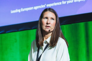 Kersti Vannas Instarist Password 2026 konverentsil rääkimas, et tööandja bränd on turunduse, kommunikatsiooni ja personalivaldkonna ühistöö